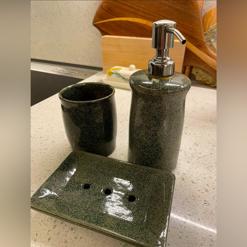 Handmade Stoneware Bathroom Set.